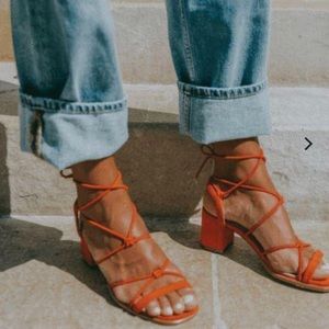 Sophie Orange Heeled Sandals